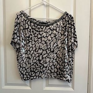 INC international concepts sequin leopard print crop top